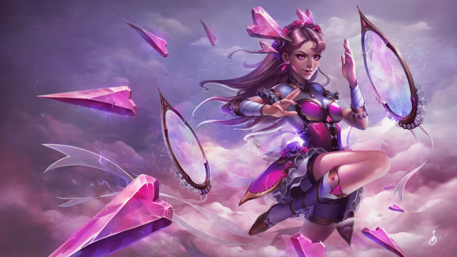 Woman sword bow purple outfit free wallpaper for desktop - medium preview image