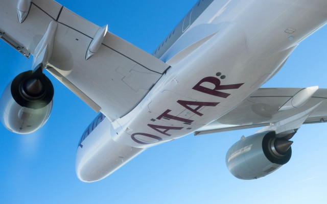 Large jetliner blue sky qatar free wallpaper for desktop - medium preview image