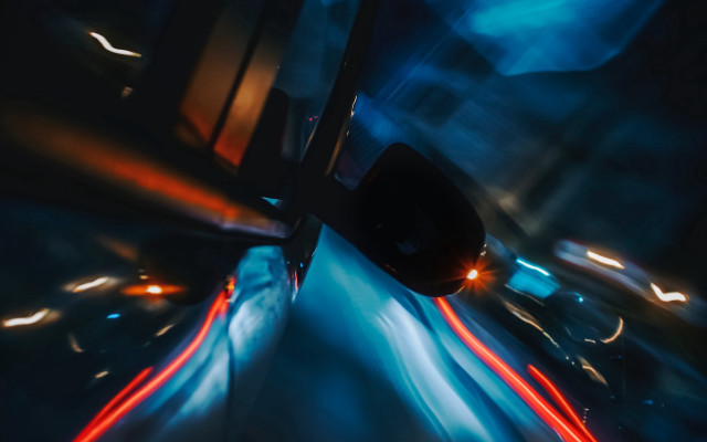Blurry car night motionblur futurism free wallpaper for desktop - medium preview image