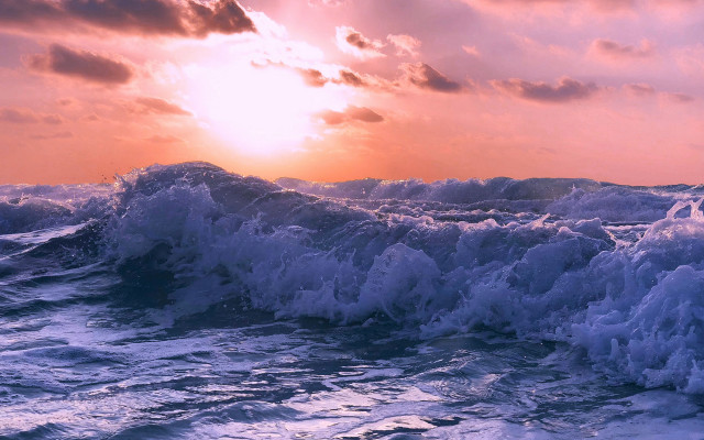 Ocean sunset clouds beach city free wallpaper for desktop - medium preview image