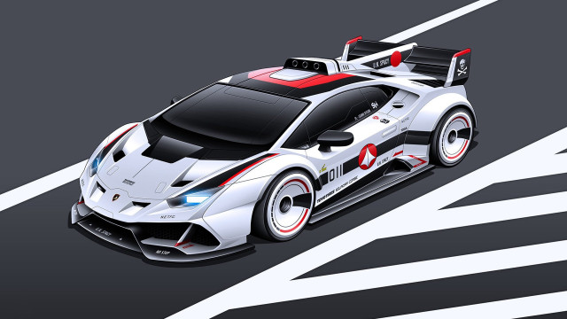 White sports car crosswalk cubo free wallpaper for desktop - medium preview image