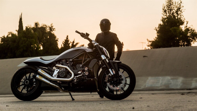 Motorcycle person road trees fence free wallpaper for desktop - medium preview image