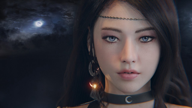 Gothic moonlight 3d render blue free wallpaper for desktop - medium preview image