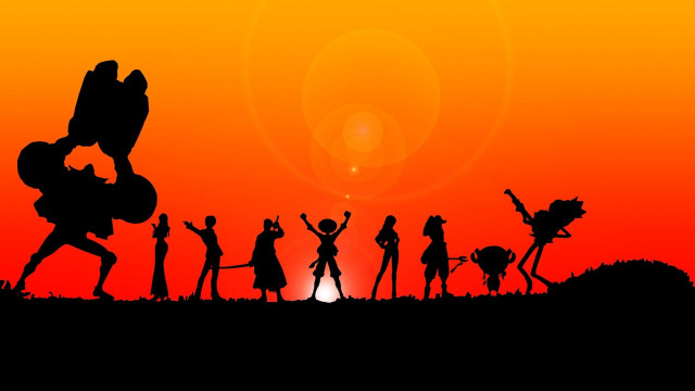 Sunset group silhouette guitar hero free wallpaper for desktop - medium preview image