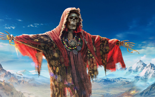 Skeleton red robe skull necklace free wallpaper for desktop - medium preview image