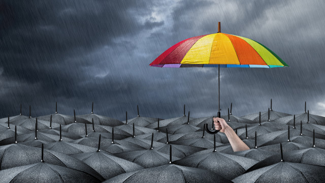 Colorful umbrella group rain black free wallpaper for desktop - medium preview image