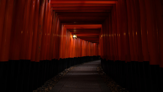 Red black tunnel light wooden free wallpaper for desktop - medium preview image