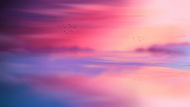 Blurry sky birds clouds pink free wallpaper for desktop - medium preview image