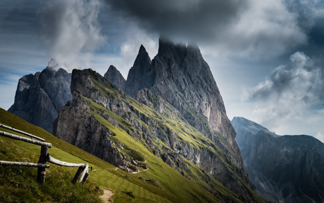 Mountain path cloudy sky landscape free wallpaper for desktop - medium preview image