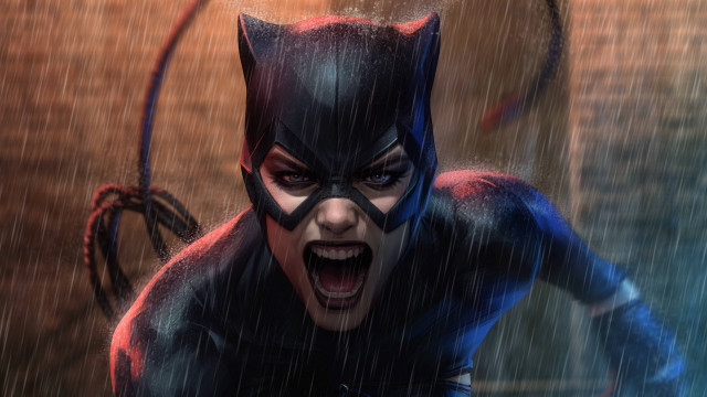 Catwoman surprised rain wet suit free wallpaper for desktop - medium preview image