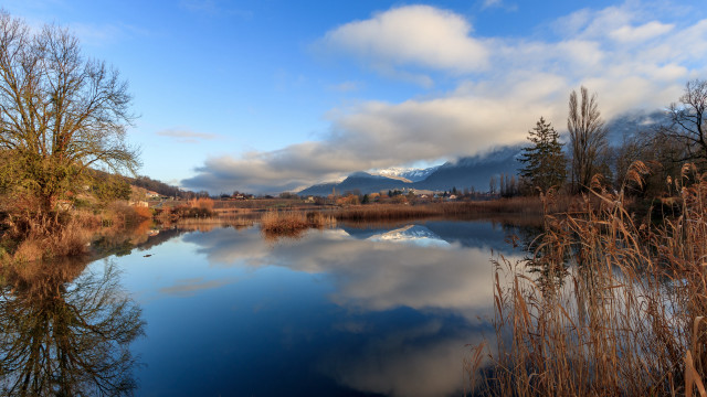 Lake mountains trees cloudy sky #3 free wallpaper for desktop - medium preview image