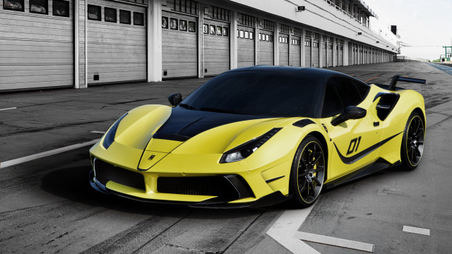 Yellow sports car garage race #3 free wallpaper for desktop - medium preview image