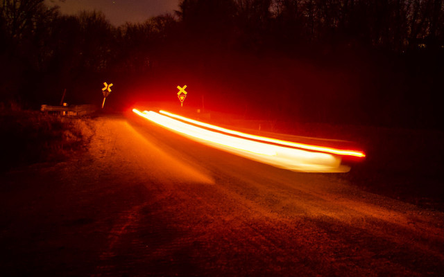 Car night road light streaks free wallpaper for desktop - medium preview image