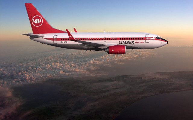 Commercial airplane red white tail free wallpaper for desktop - medium preview image