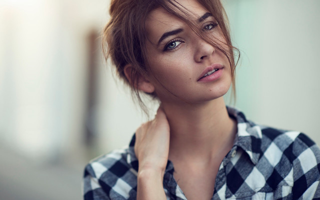 Black white checkered portrait art free wallpaper for desktop - medium preview image