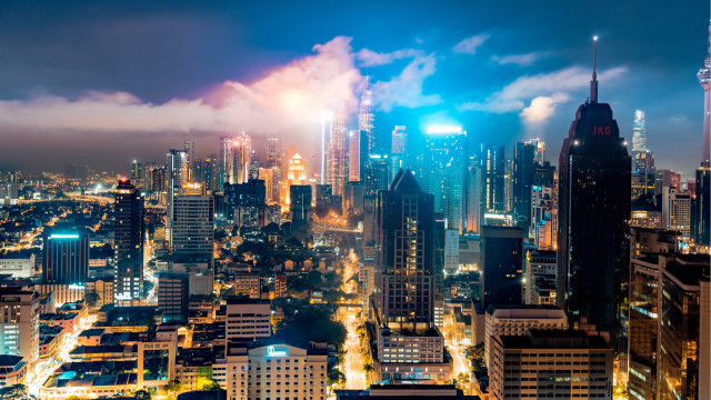 City skyline fireworks night lights #2 free wallpaper for desktop - medium preview image