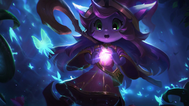 Glowing girl forest butterflies purple free wallpaper for desktop - medium preview image