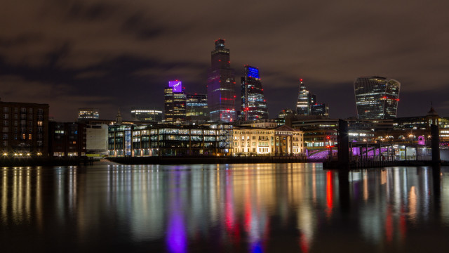 City skyline bridge water night #7 free wallpaper for desktop - medium preview image