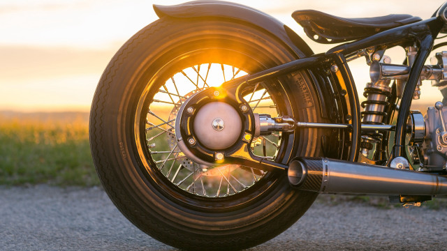 Motorcycle wheel tire spokes sunset free wallpaper for desktop - medium preview image