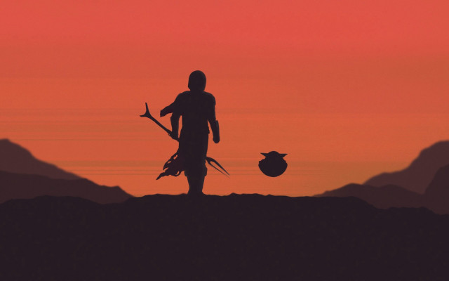 Bird sunset horizon mountain man free wallpaper for desktop - medium preview image