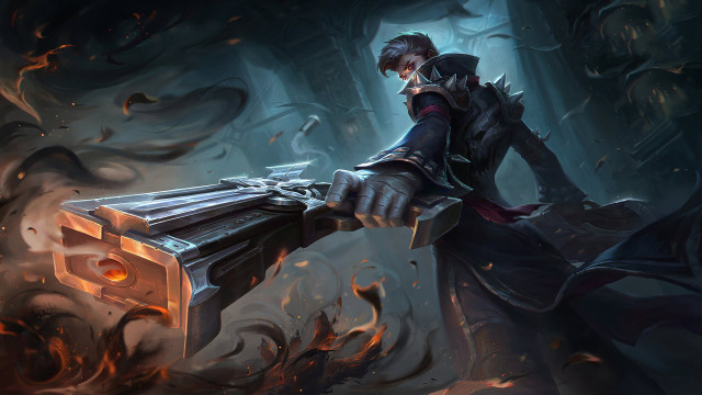 Demonic sword fantasy armor flames free wallpaper for desktop - medium preview image