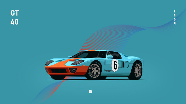 Car vector art blue background free wallpaper for desktop - medium preview image
