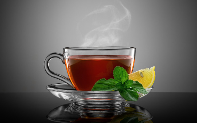 Tea lemon mint saucer spoon free wallpaper for desktop - medium preview image