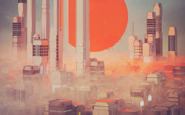 Orange sun city red circle free wallpaper for desktop - medium preview image
