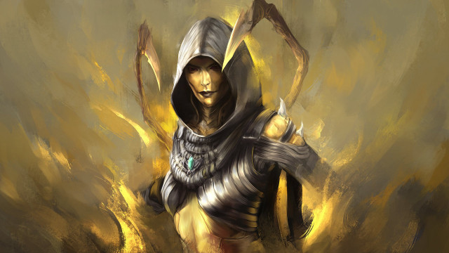 Hooded sword burner fantasy armor free wallpaper for desktop - medium preview image