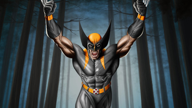 Wolverine man forest figure digital free wallpaper for desktop - medium preview image