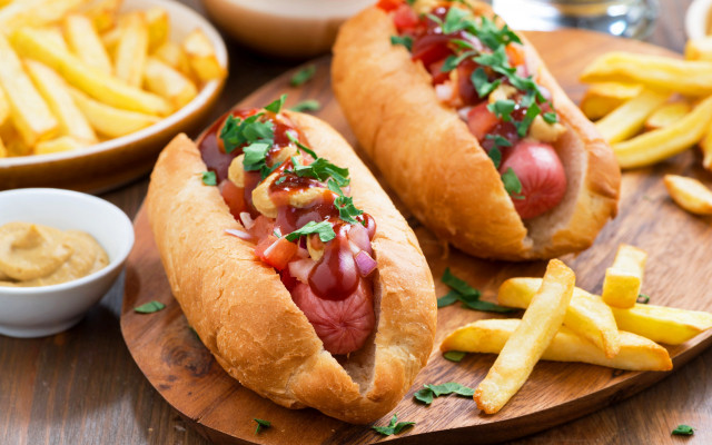 Hot dogs french fries food free wallpaper for desktop - medium preview image