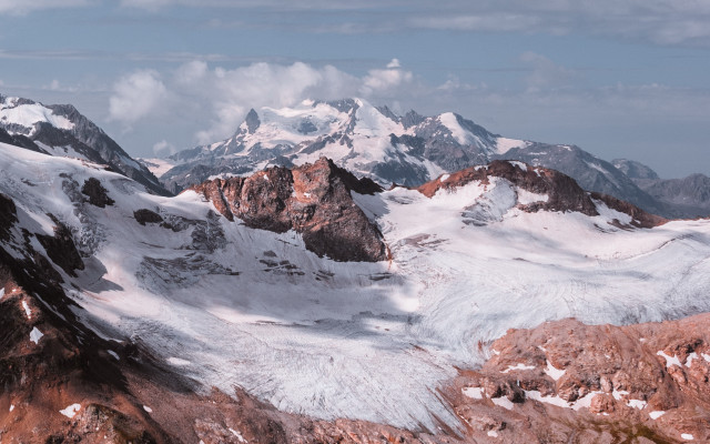 Mountain range snow clouds blue free wallpaper for desktop - medium preview image