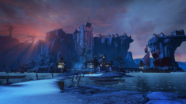 Fantasy city night red sky free wallpaper for desktop - medium preview image