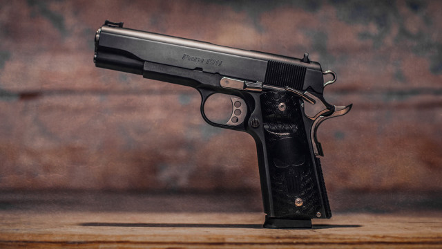 Black gun wooden table cobra free wallpaper for desktop - medium preview image