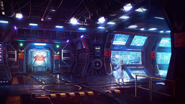 Sci fi space station woman free wallpaper for desktop - medium preview image