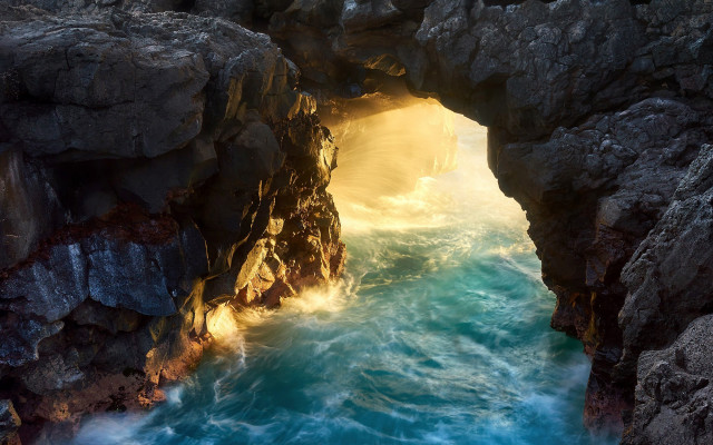 Cave water light naturism beach free wallpaper for desktop - medium preview image