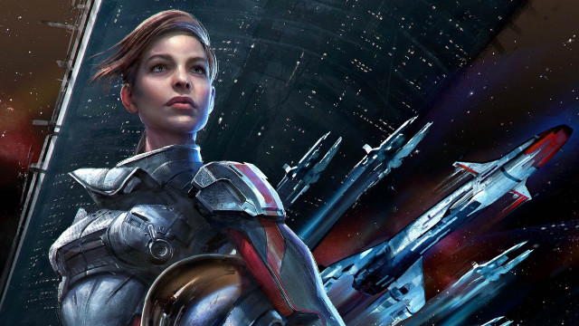 Futuristic suit woman rocket spacecraft free wallpaper for desktop - medium preview image