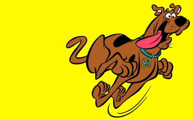 Cartoon dog running smiling yellow free wallpaper for desktop - medium preview image