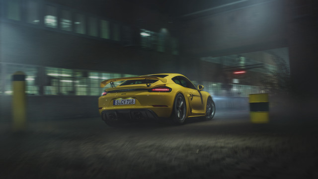 Yellow sports car night fog free wallpaper for desktop - medium preview image
