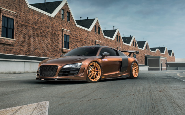 Brown car brick building orange free wallpaper for desktop - medium preview image