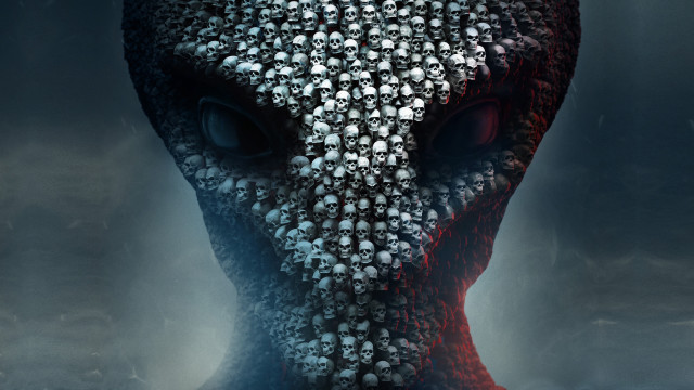 Alien skulls face eyes foggy free wallpaper for desktop - medium preview image