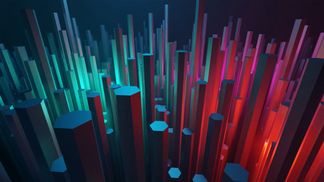 Colorful abstract hexagons lines volumetric free wallpaper for desktop - medium preview image