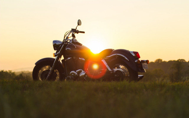 Motorcycle field sunset backtire orangegrass free wallpaper for desktop - medium preview image