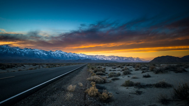 Sunset mountain road city lake free wallpaper for desktop - medium preview image