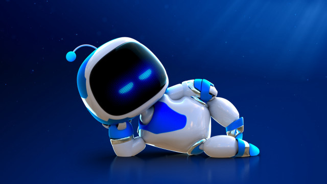 Robot astronaut blue surface moon free wallpaper for desktop - medium preview image