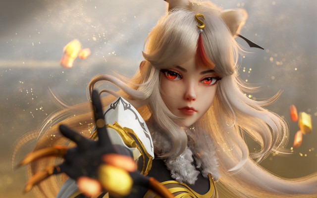 Woman cat ears sword cat free wallpaper for desktop - medium preview image