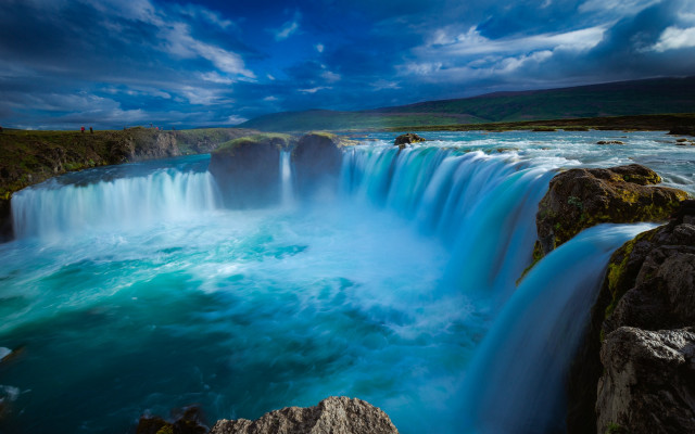 Waterfall blue sky clouds nature free wallpaper for desktop - medium preview image