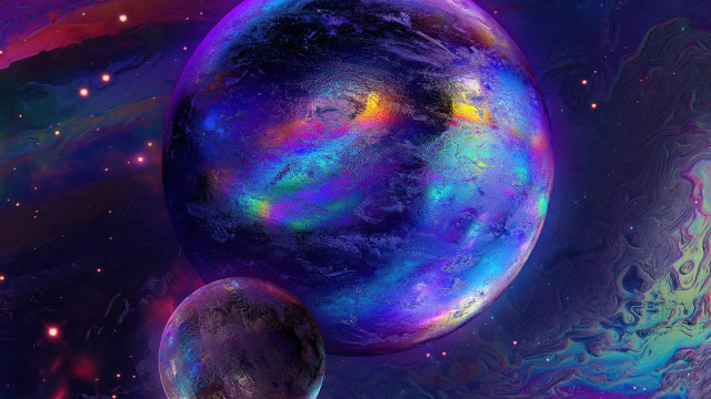 Planets colorful space stars moon free wallpaper for desktop - medium preview image