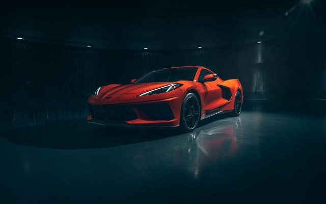 Red sports car dark room #84 free wallpaper for desktop - medium preview image
