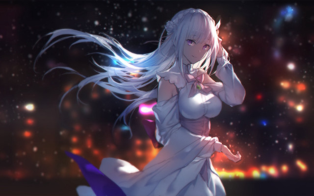 White dress woman long hair free wallpaper for desktop - medium preview image